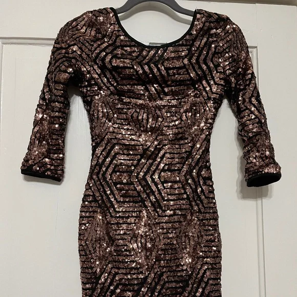 Windsor | Dresses | Windsor Black And Brown Sequin Dress Size Xs | Poshmark